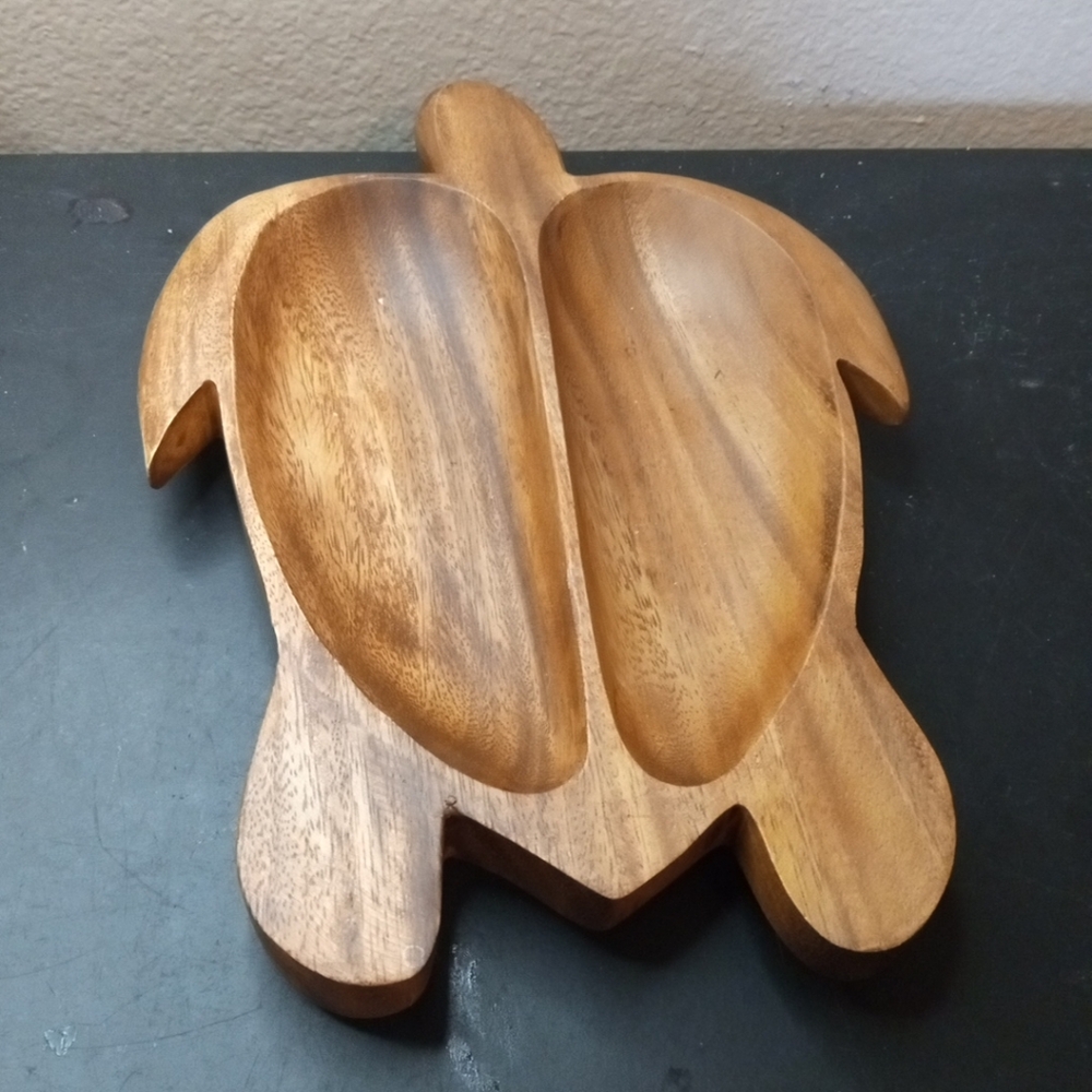 EXQUISITE SoHa Hawaiian Wood 6"x12" Carved Turtle Condiment Tray